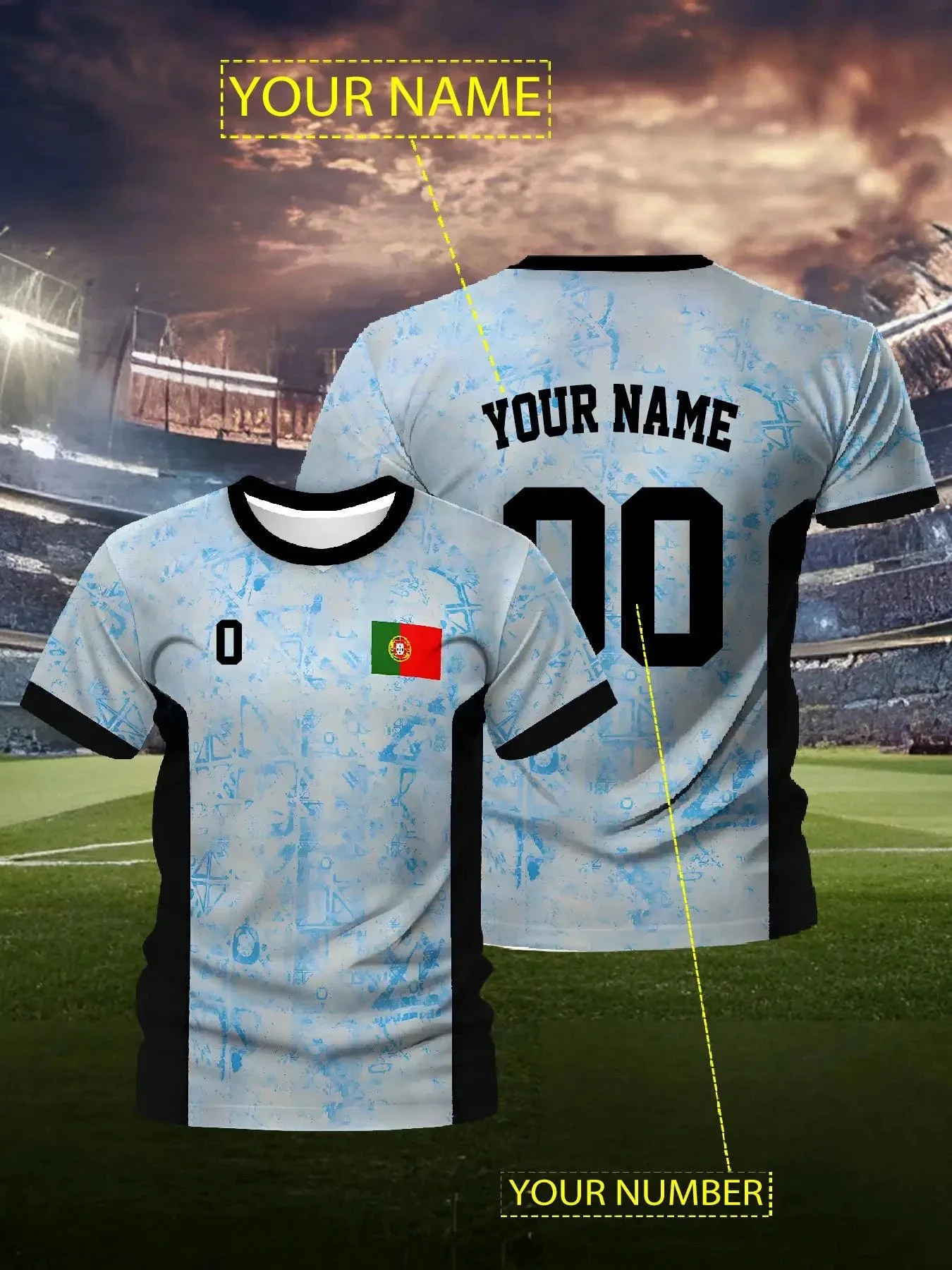 Maillot Foot Personalise Nom Numéro Bleu Noir – Image 5