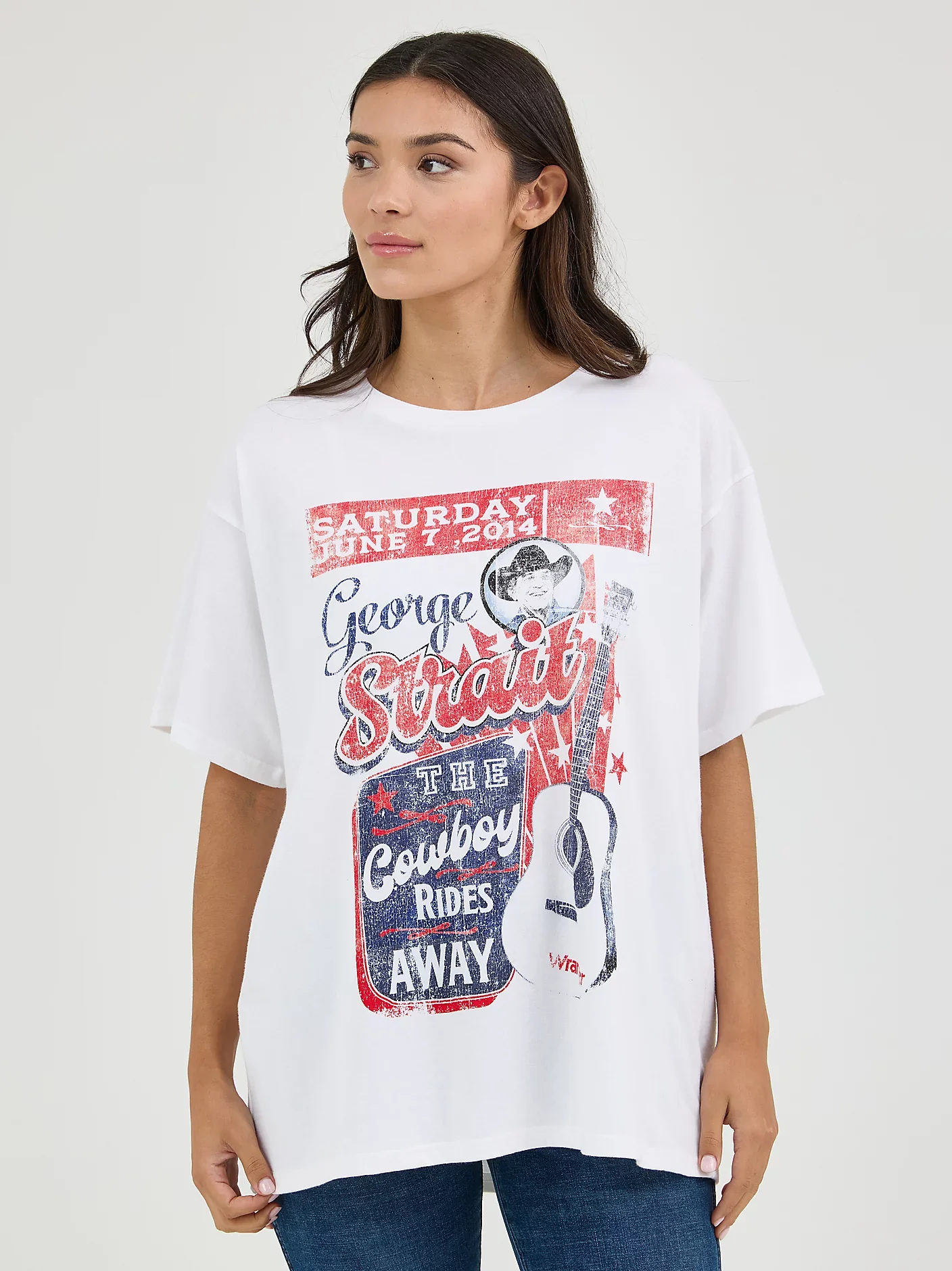 T-Shrit oversized George Strait Wrangler BW – Image 2