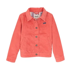 Manteau western en corduroy Corail - Fille