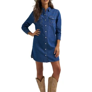 Robe en Denim à snaps - Femme