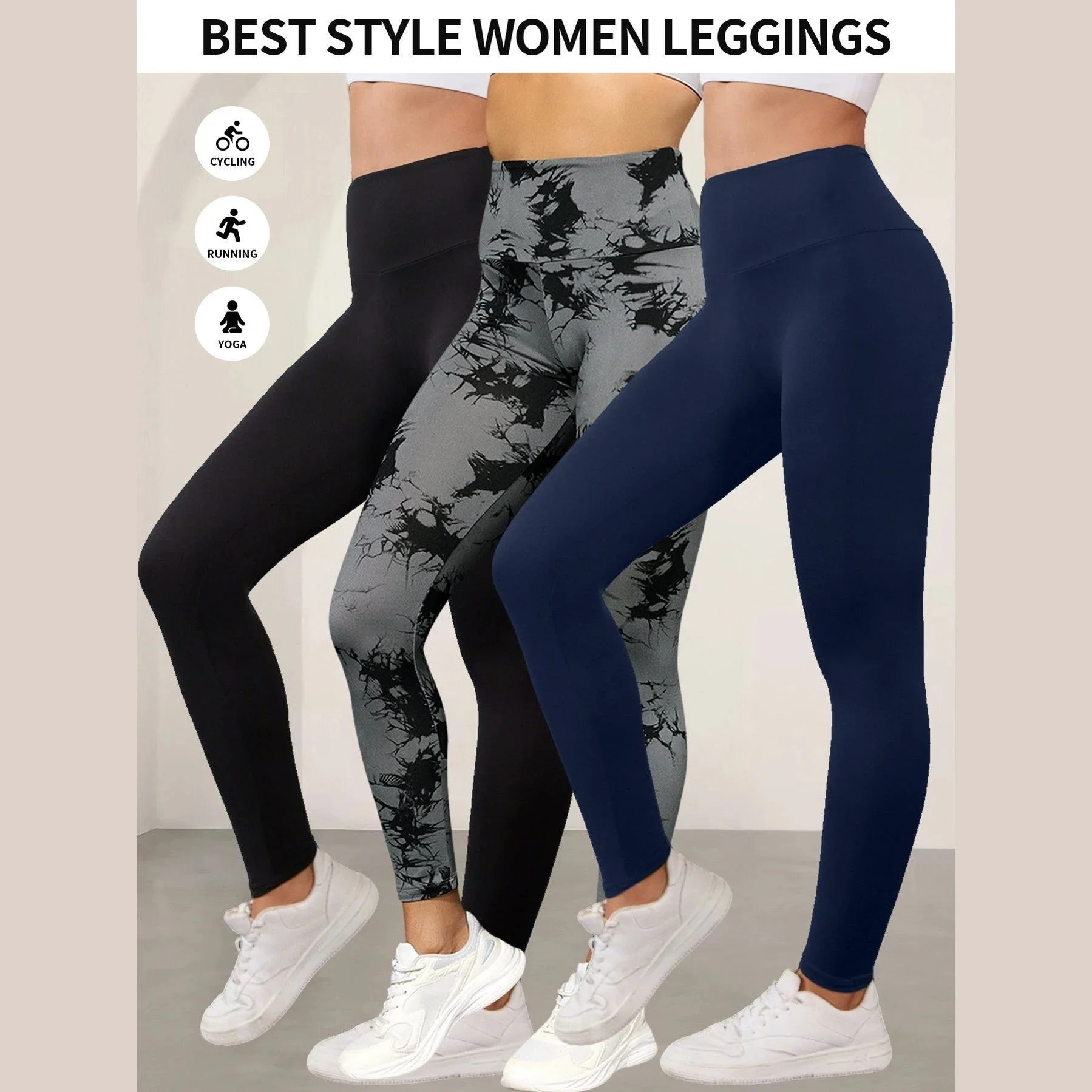 Lot De 3 Leggings Femme Taille Haute En Maille Opaque Édition Limitée – Image 3