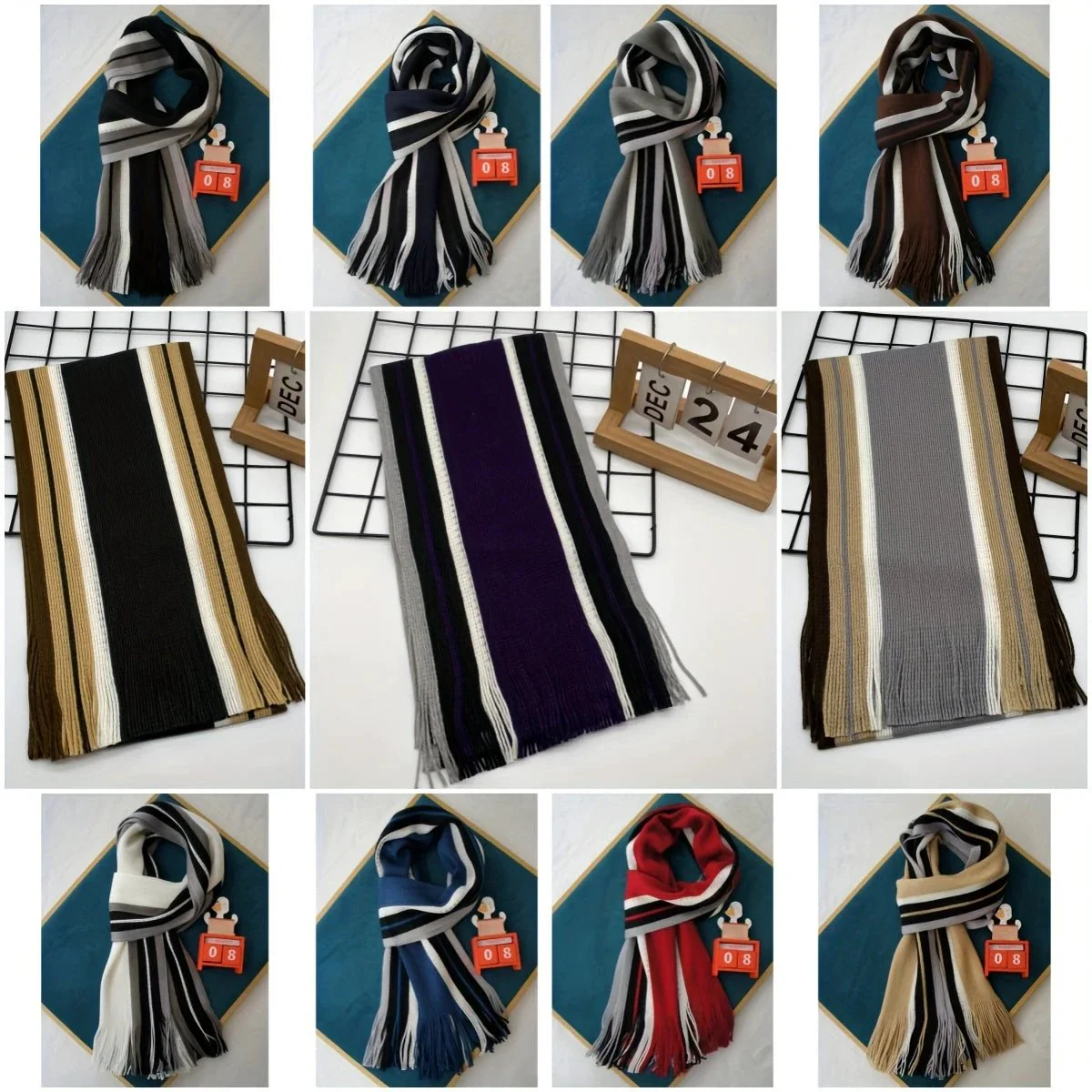 Écharpe Homme Rayures Tricot Acrylique Doux Limitée – Image 6