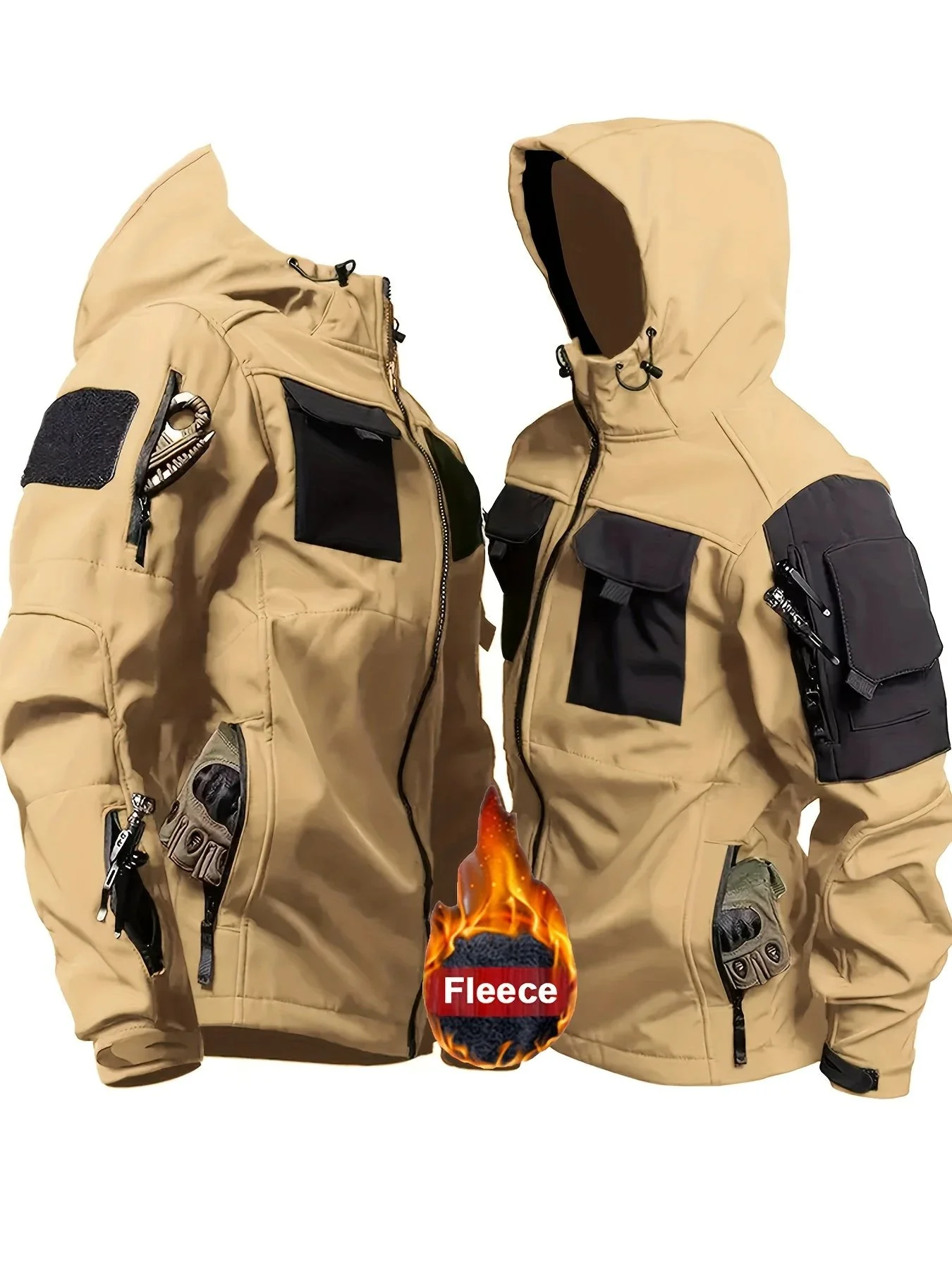 NordShield Ensemble Veste Et Pantalon Softshell Doublé Polaire Beige – Image 6