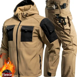 NordShield Ensemble Veste Et Pantalon Softshell Doublé Polaire Beige