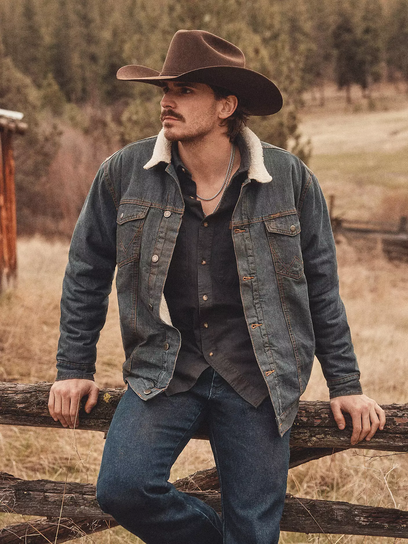 Manteau Wrangler Homme Western Sherpa Lined Denim Trucker Jacket