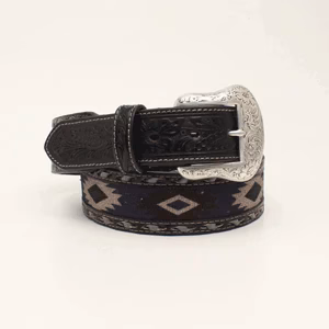 Ceinture Nocona Homme Southwestern Fabric Buck - Grey