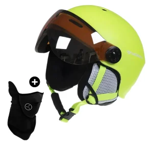 Casque de ski avec visière Adultes vert + Masque protection