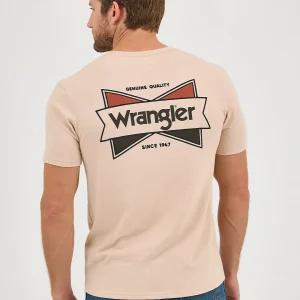 T-Shirt Wrangler beige et logo noir/rouge