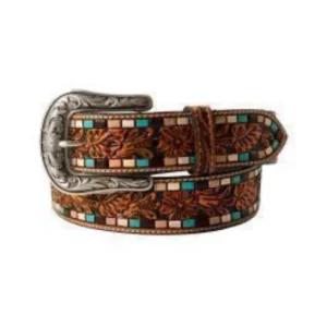 Ceinture Nocona Antique Silver Finish Floral Buckle
