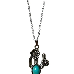 Collier Cactus avec pierre turquoise