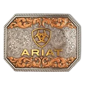 Boucle Ariat Tri-Tone Raised Logo Rectangle Belt Buckle