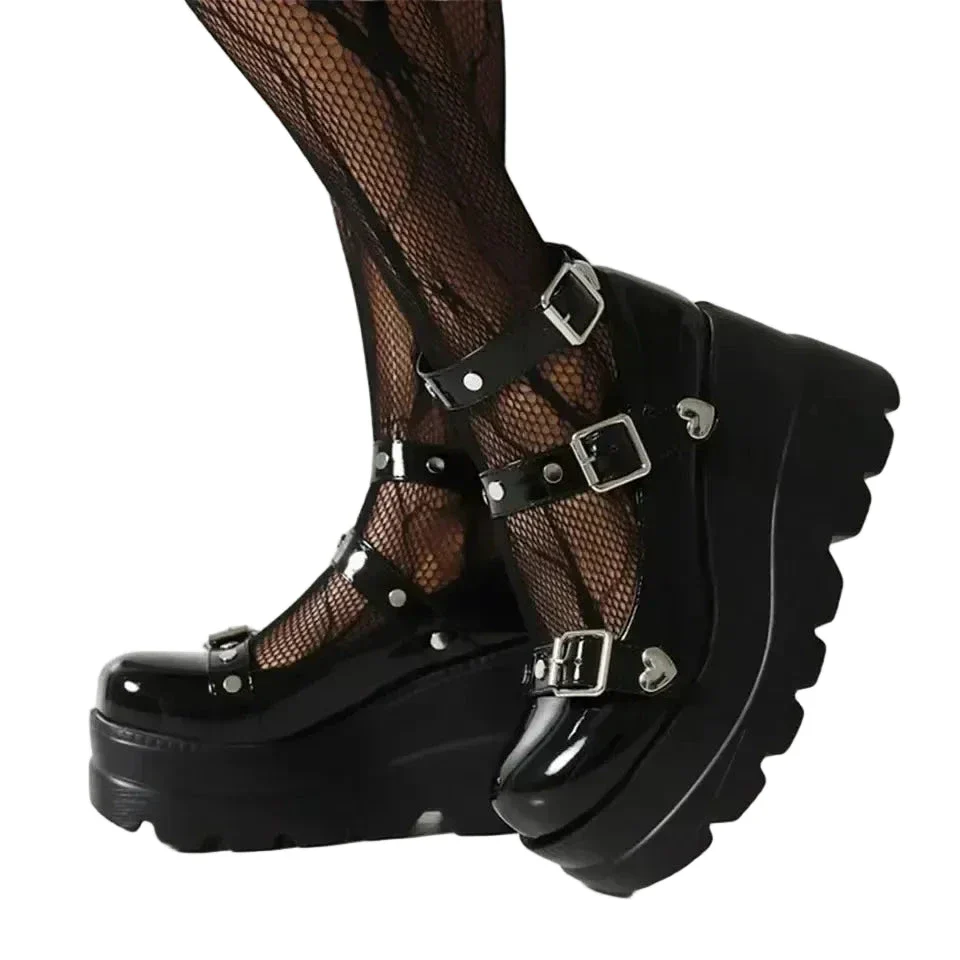 Talons Compensé Noirs Boucles Métalliques – Image 2