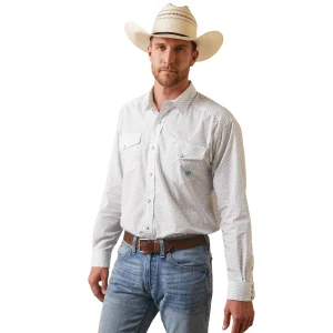 Chemise homme ARIAT KAINE CLASSIC FIT WHITE SNAPS - MENS SHIRT