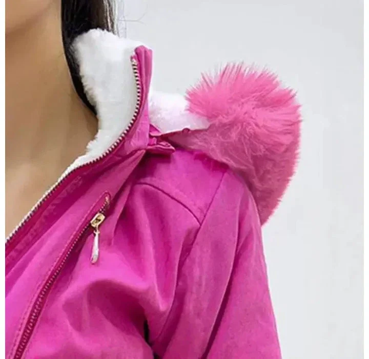 Veste À Capuche Femme Polyester Rose Doublée Polaire – Image 7