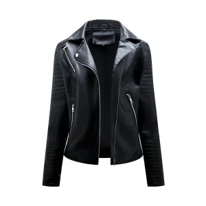 Veste Motard En Cuir Jaune Zip Oblique Femme