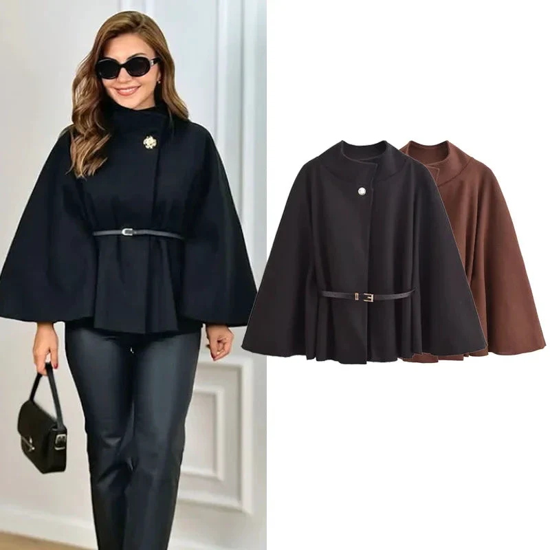 Cape Manteau Oversize Noire à Manches Larges Évasées – Image 5