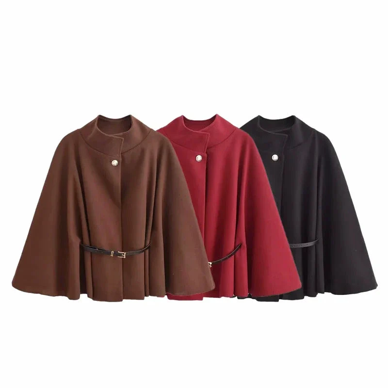 Cape Manteau Oversize Noire à Manches Larges Évasées – Image 6