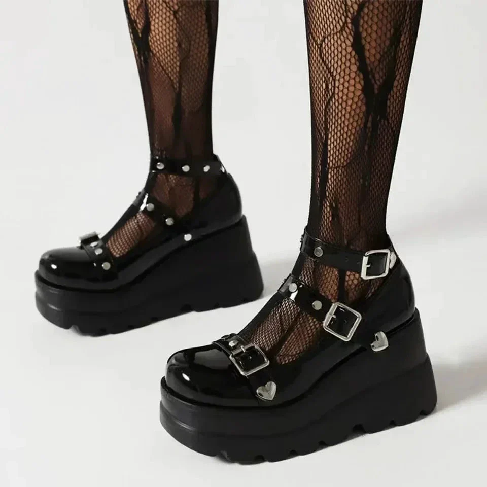 Talons Compensé Noirs Boucles Métalliques – Image 9