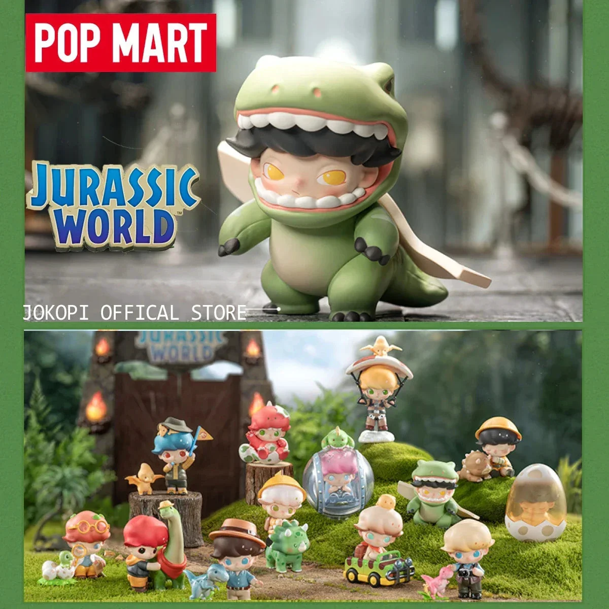 POP MART Dimoo Figurine PVC Vert Jurassic World 8cm – Image 2