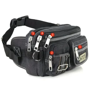 Sac Banane Toile Multicouches Zip Poche Téléphone