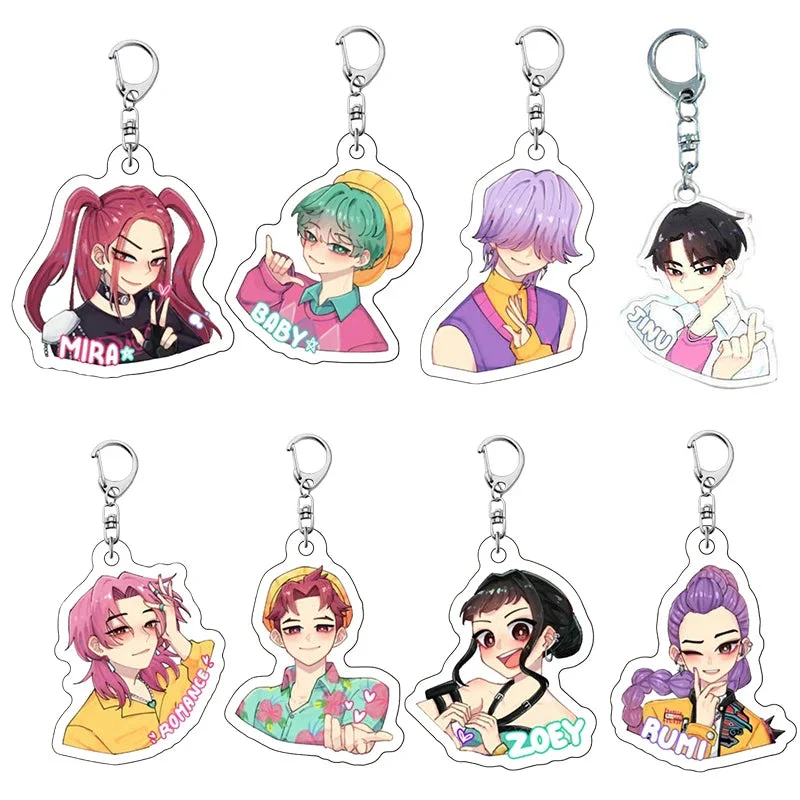 Porte-clés Perles Multicolores Kpop Avec Plaque Ronde Image – Image 5