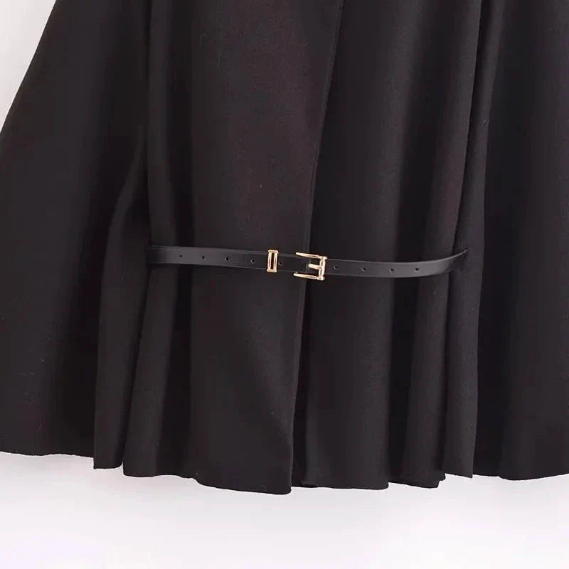 Cape Manteau Oversize Noire à Manches Larges Évasées – Image 8
