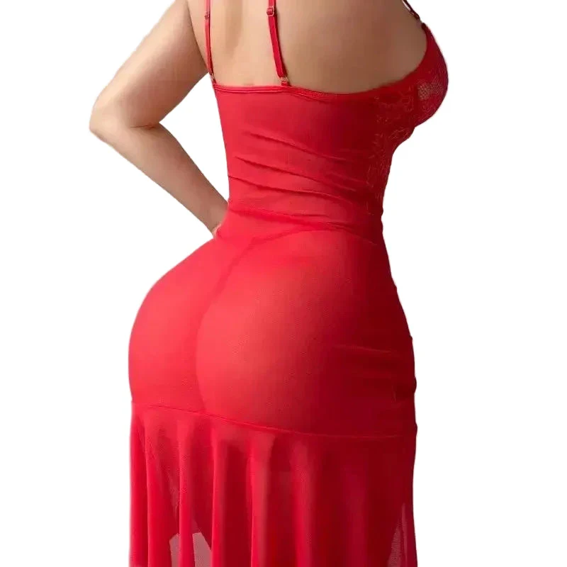 Les Secrets de Léa – Ensemble dentelle maille plissée tanga transparent – Oriannah – Image 4