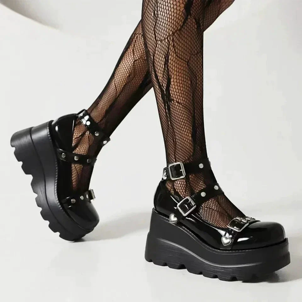 Talons Compensé Noirs Boucles Métalliques – Image 8