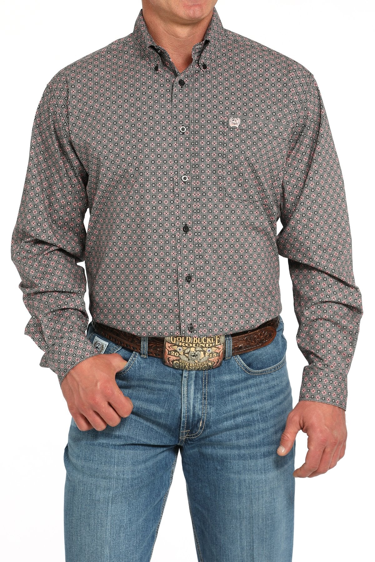 Chemise western Stretch médaillon grise - Homme – Image 2