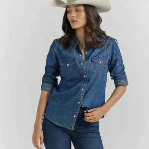 Chemise WRANGLER Femme WESTERN SNAP DARK DENIM - LADIES SHIRT