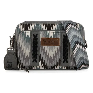 Sac Wrangler Southwestern Pattern Dual Sided Print Crossbody Purse With Wallet Compartment - Grey