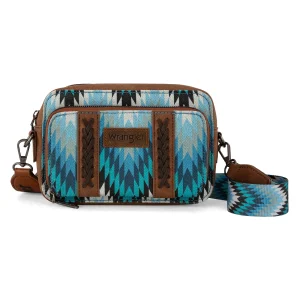 Sac Wrangler Southwestern Pattern Dual Sided Print Crossbody Purse With Wallet Compartment -Jean