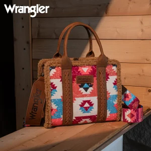 Sac Wrangler Sherpa Southwestern Print Small Canvas Tote/Crossbody - Brown
