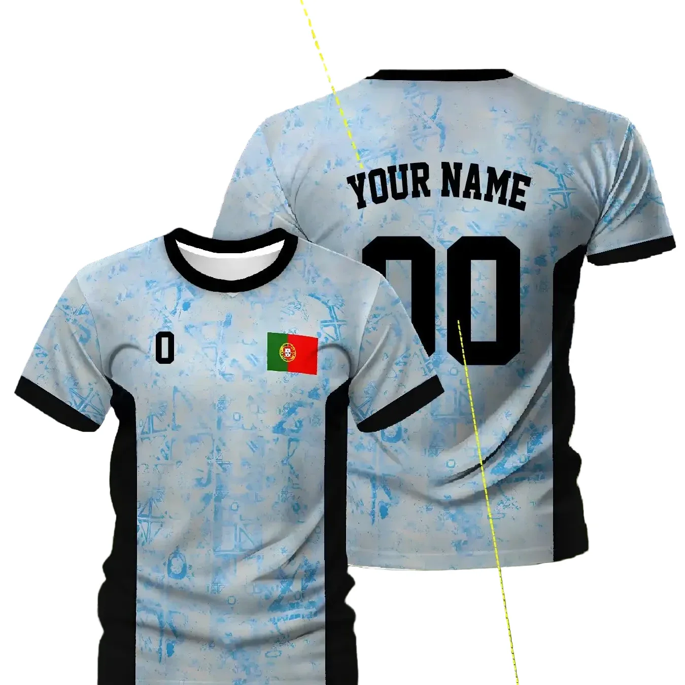 Maillot Foot Personalise Nom Numéro Bleu Noir – Image 2
