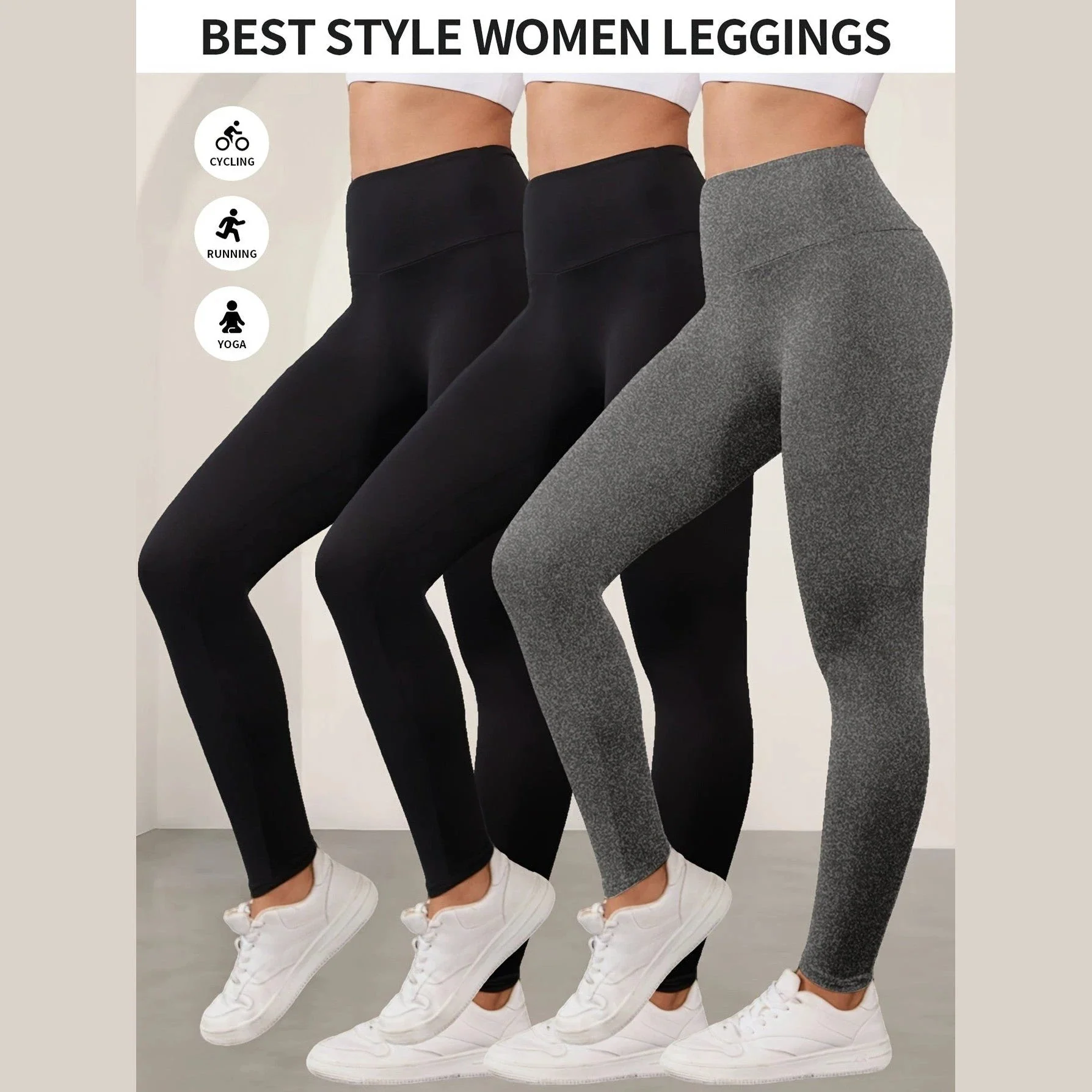 Lot De 3 Leggings Femme Taille Haute En Maille Opaque Édition Limitée – Image 5