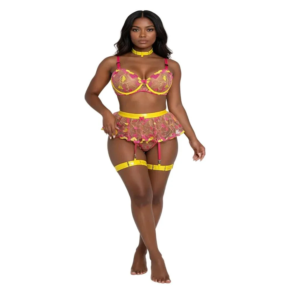 Les Secrets de Léa – Ensemble lingerie maille transparente florale – Béryl – Image 5