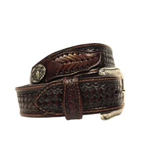 Ceinture western Concho Oval brune - Homme