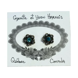 Boucles d'oreilles fleur avec cristal