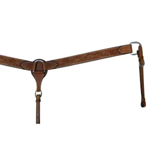 Bricole western en cuir à double couture avec ornements floraux