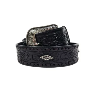 Ceinture western Diamond Concho Noire - Homme
