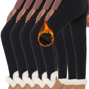 Lot De 5 Leggings Thermiques Taille Haute Polaire Exclusif