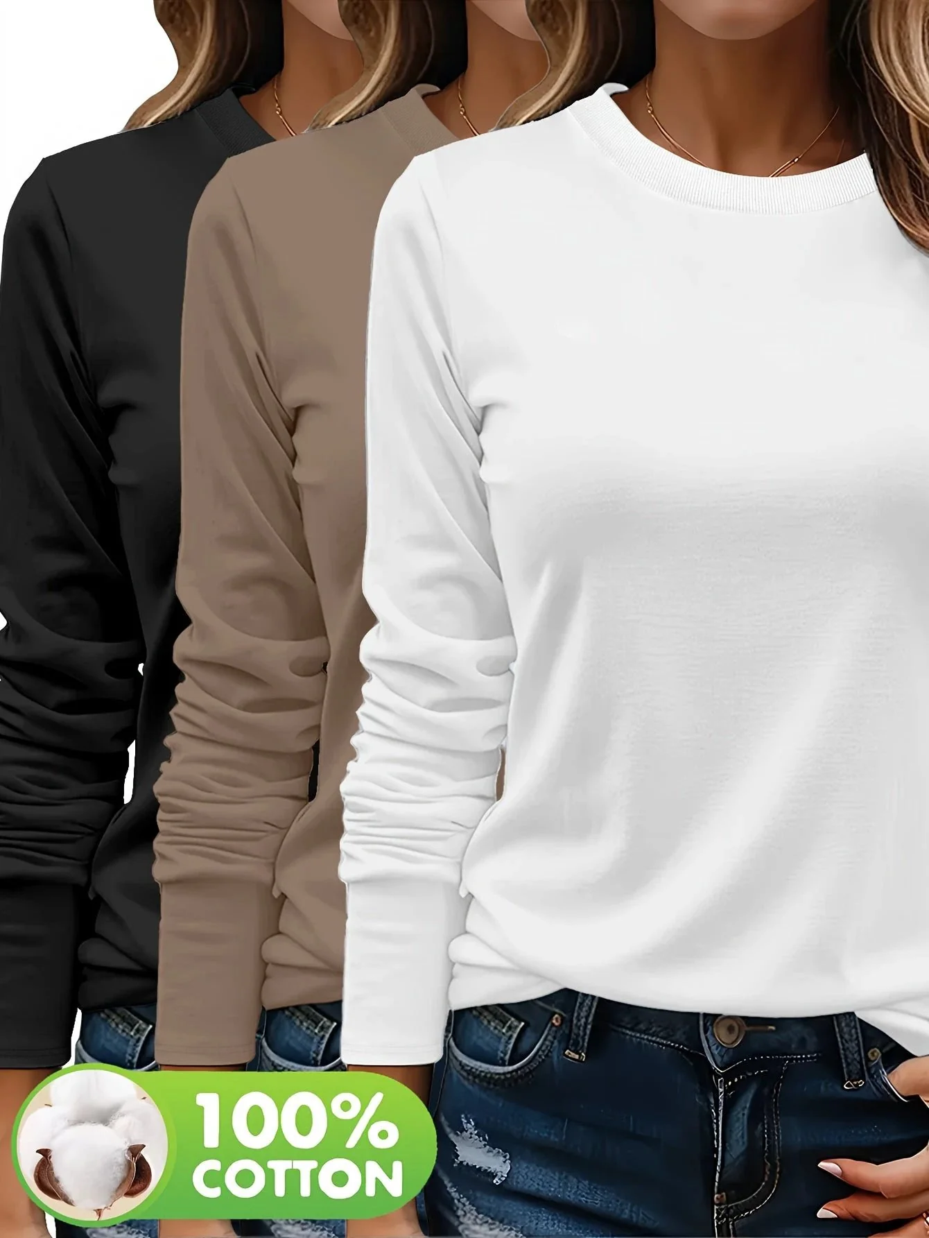 Lot Trois T Shirts Femme Coton Premium Confort Exclusif