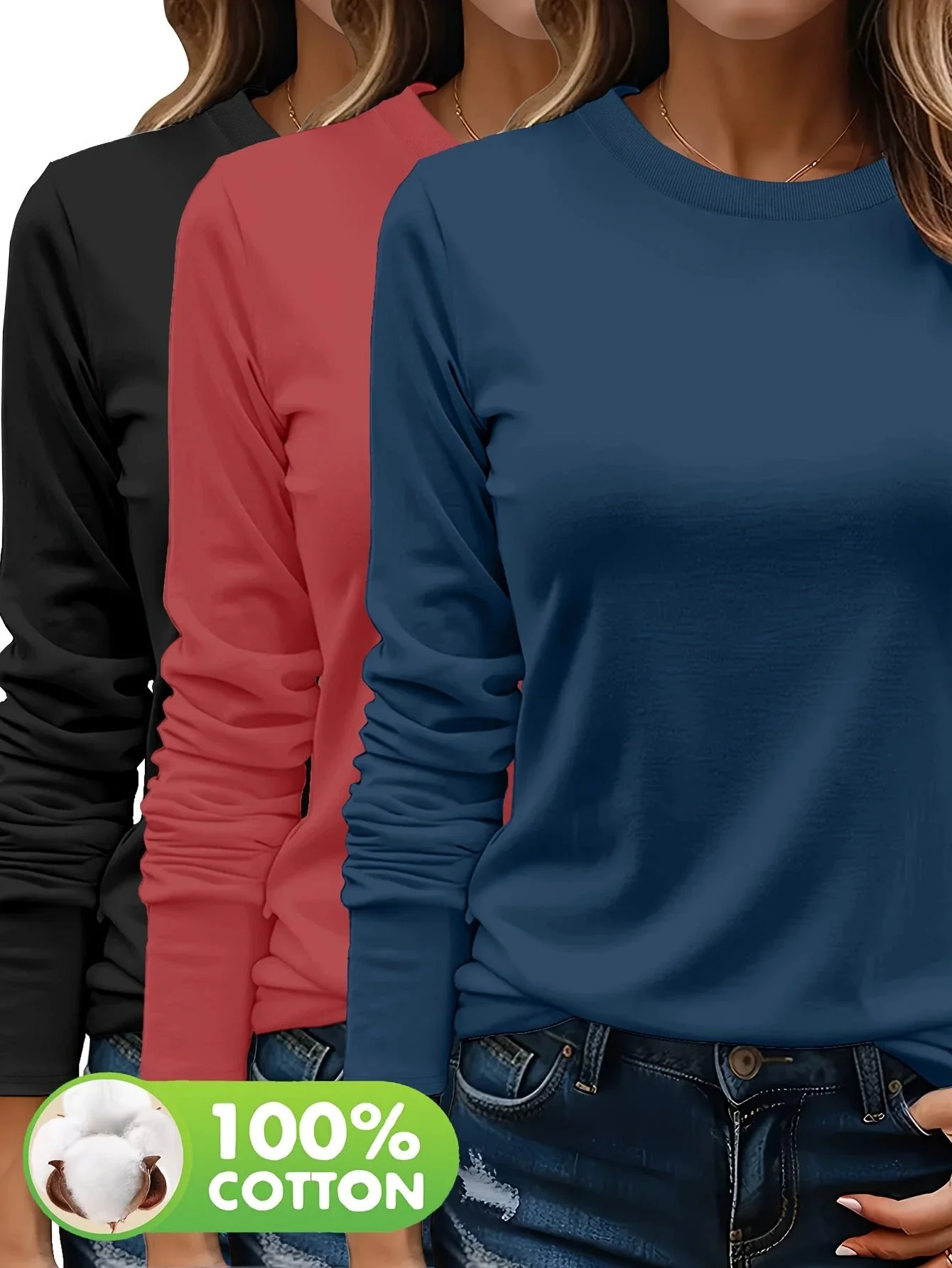 Lot Trois T Shirts Femme Coton Premium Confort Exclusif – Image 5