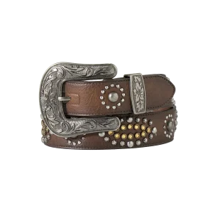 Ceinture Nocona Ladies Western Studded Brown Leather Belt