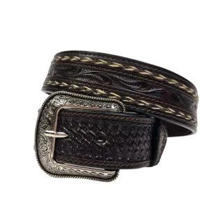 Ceinture western Floral Embossed brune - Homme