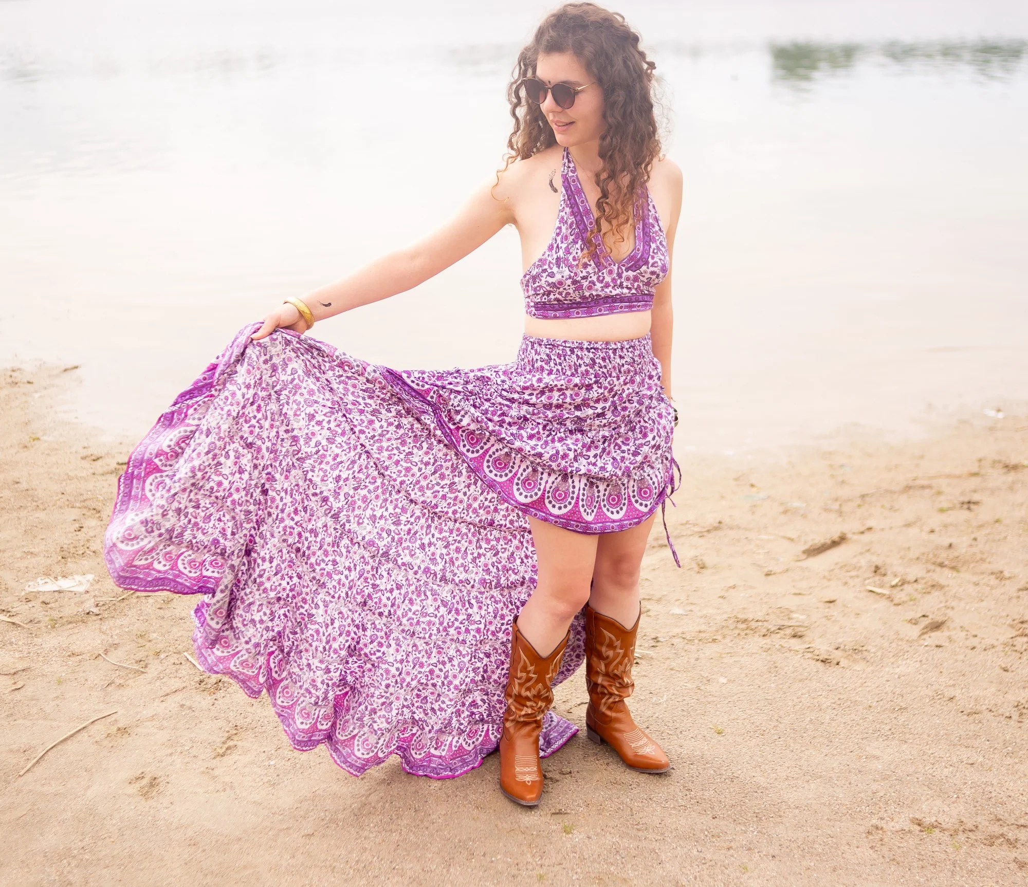 Ensemble haut crop top bohemian BALIAN et jupe CANTIK longue traine bohème – Image 2