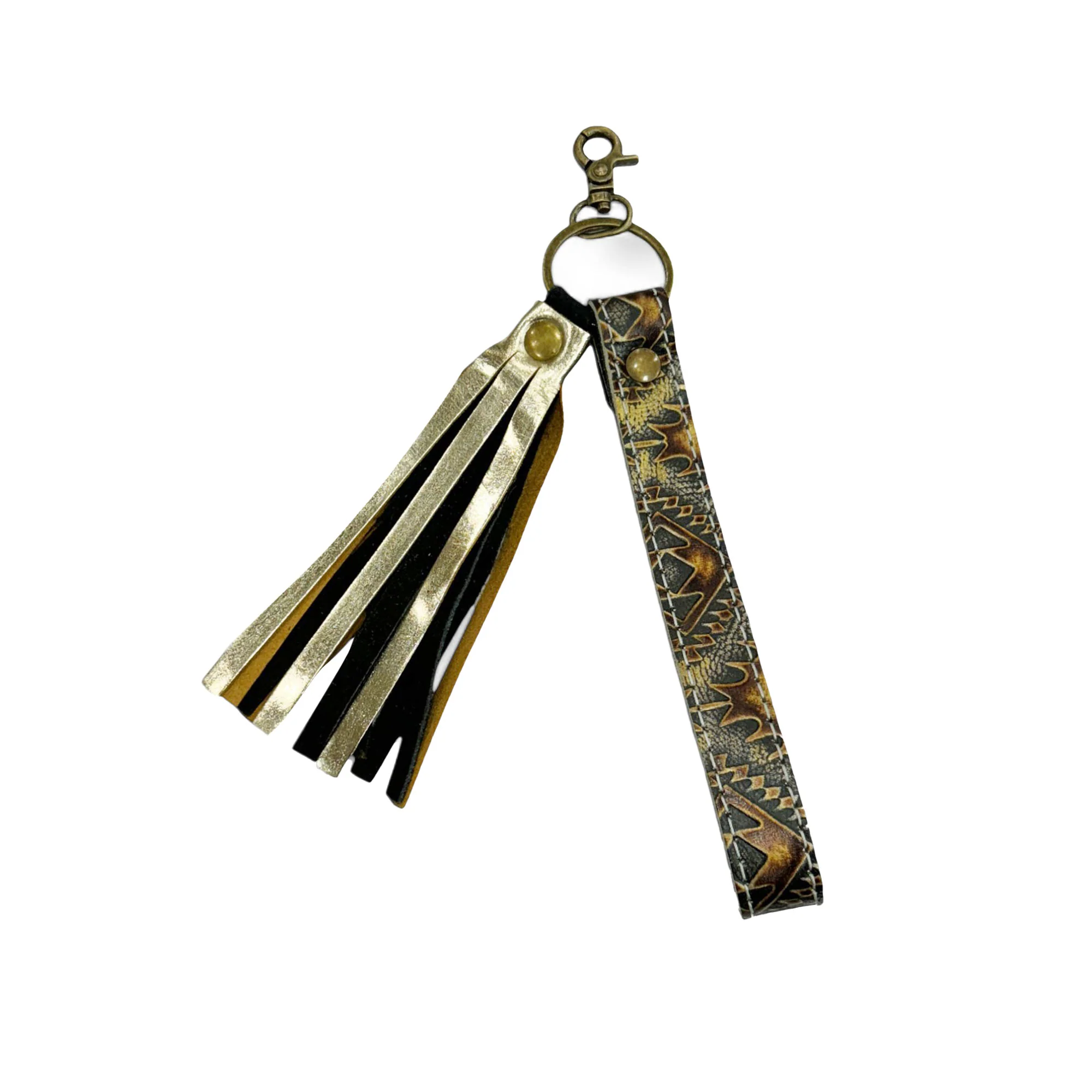 Porte clé en cuir à frange western