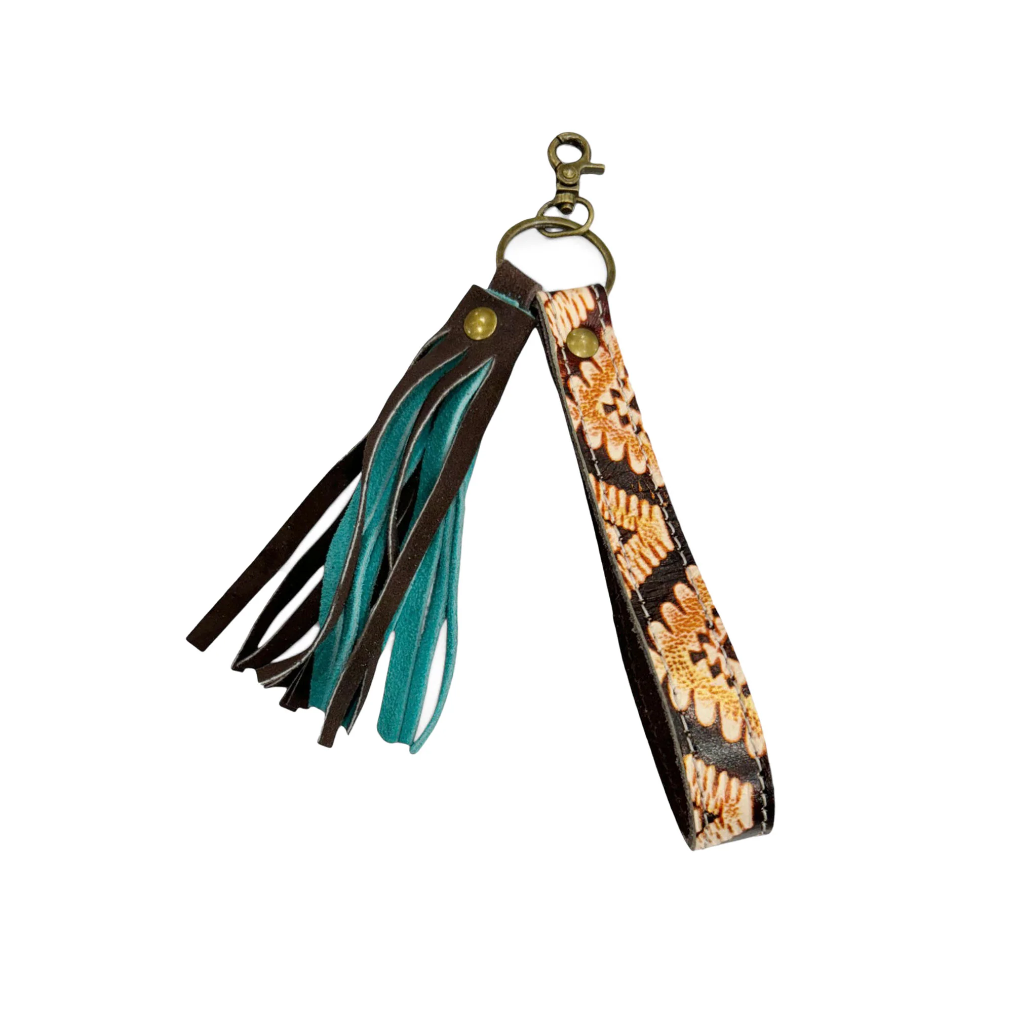 Porte clé en cuir à frange western – Image 3
