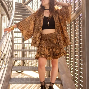 Ensemble Jupe et Kimono boheme chic batik - NEGARA KUBUKI