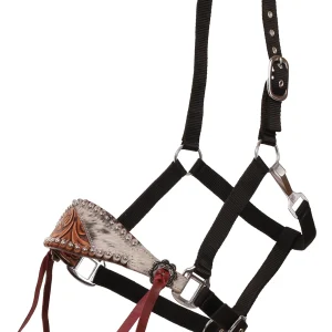 Licou de nylon avec nez de cuir bronc cowpuncher